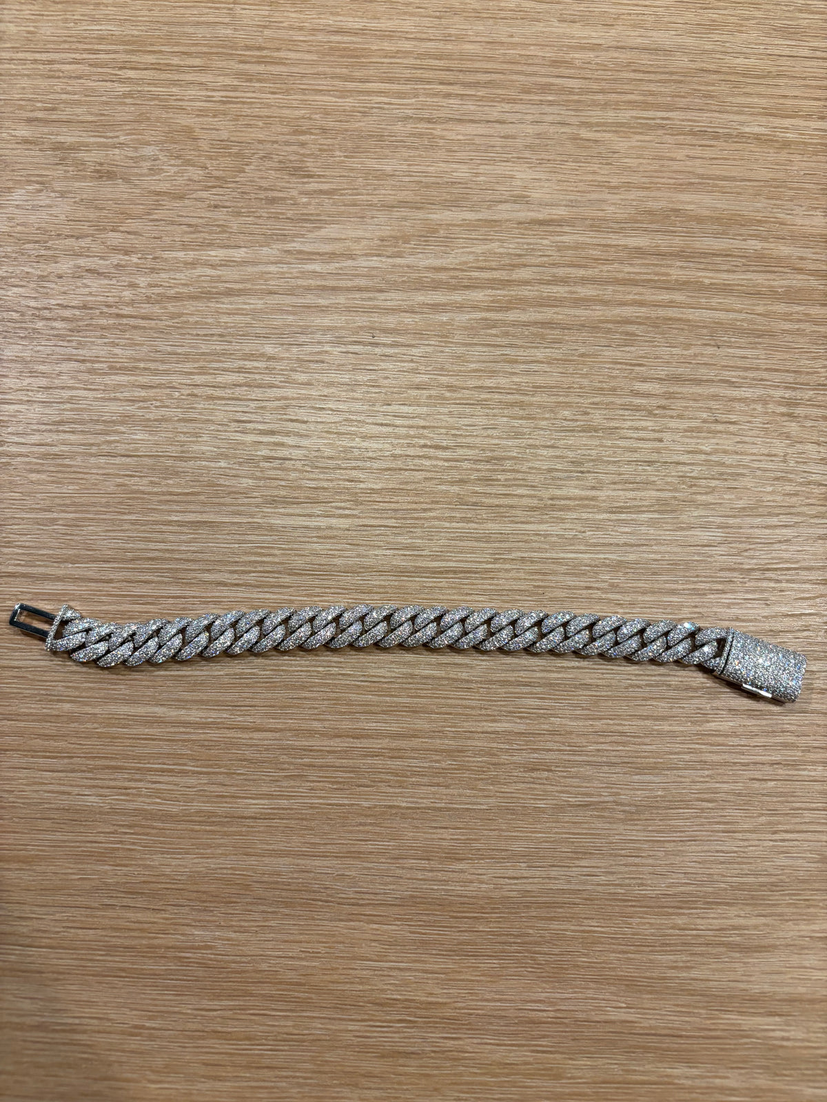 12mm Moissanite Cuban Link Bracelet — Solid S925 Sterling Silver, Iced Out, 8 Inch