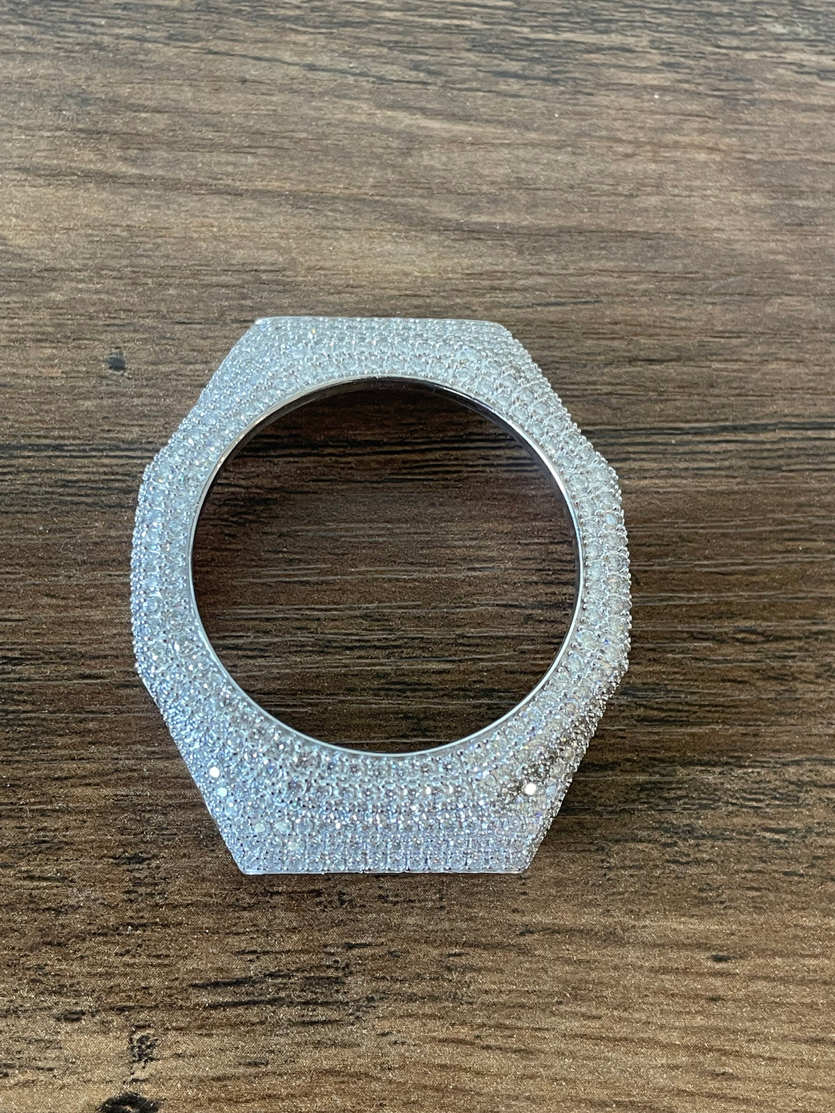 S925 moissanite bezel cover for Casio G-Shock GA-2100, front view