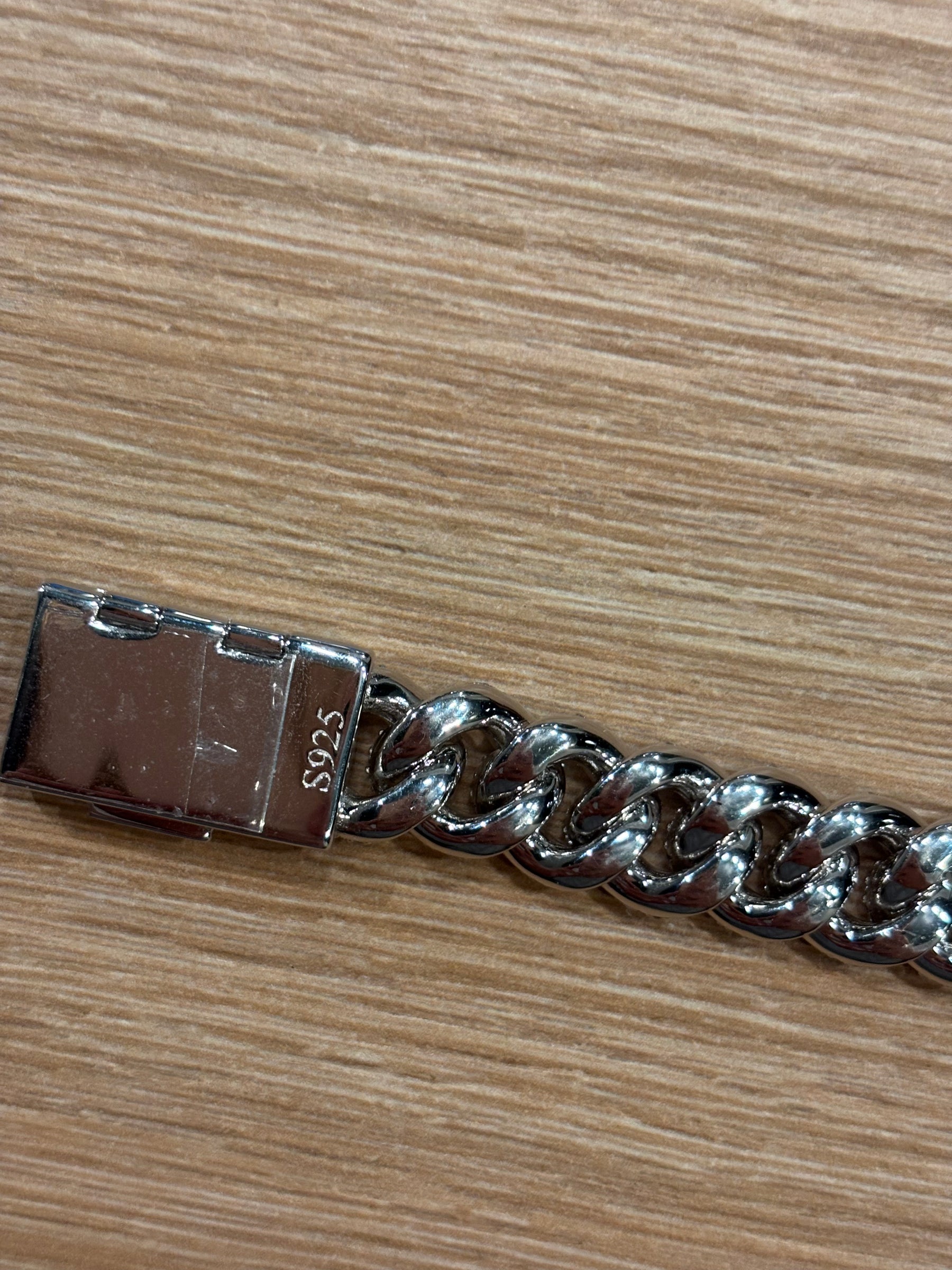 12mm Moissanite Cuban Link Bracelet — Solid S925 Sterling Silver, Iced Out, 8 Inch