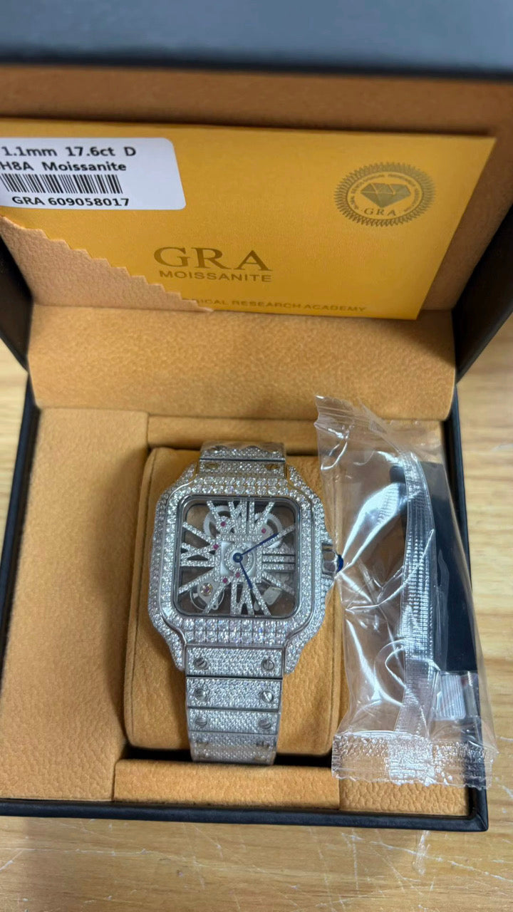 Moissanite watch presentation box with supplier GRA card and sizing tool